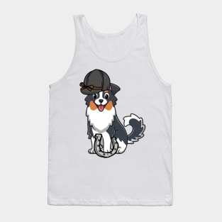 Funny collie dog is ready to ride a horse Tank Top